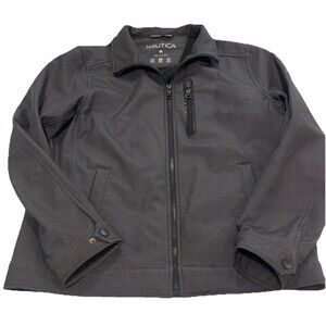Nautica Men’s Medium Black Jacket Water Wind Active Stretch Fabric Grey